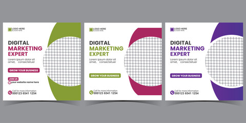 business social media post template. corporate media post template. set of square banner template.