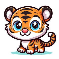 Cartoon character tiger, flat colors