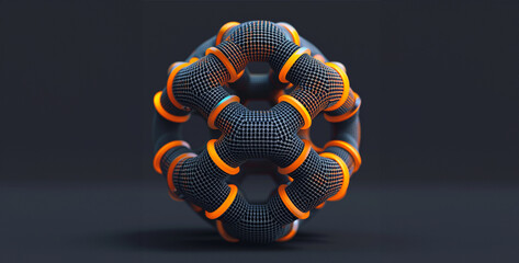 Abstract 3d rendering of hexagonal structure. Science and technology background.