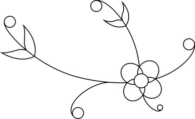 Line art sketch drawing of flower element