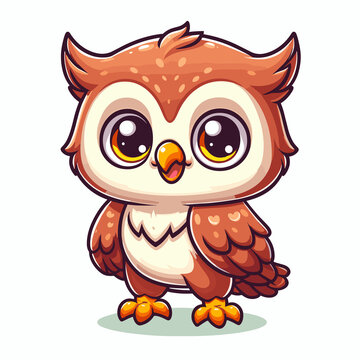 Cartoon owl character, flat colors