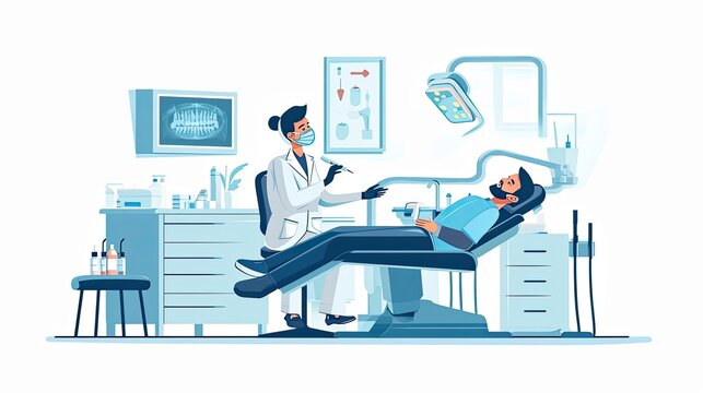 Dentist giving anesthesia to patient. Dental concept healthy equipment tools dental care Professional banner.
