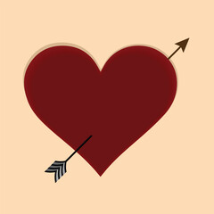 Vector red heart icon. Heart shape. Love symbol Valentine's Day. Element for design logo mobile app interface or website