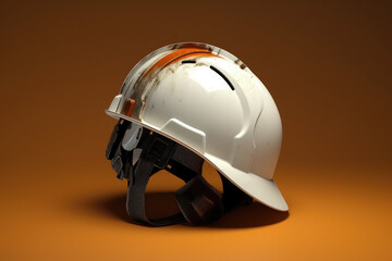 Fototapeta premium White safety helmet, orange background
