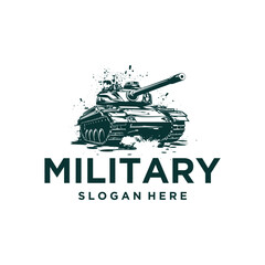 Military tank logo vector illustration
