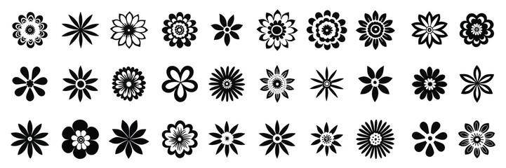 A set of flowers, hand drawn, isolated on a white background, vector design