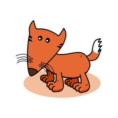 A cute orange fox with little shadow on white background - vector