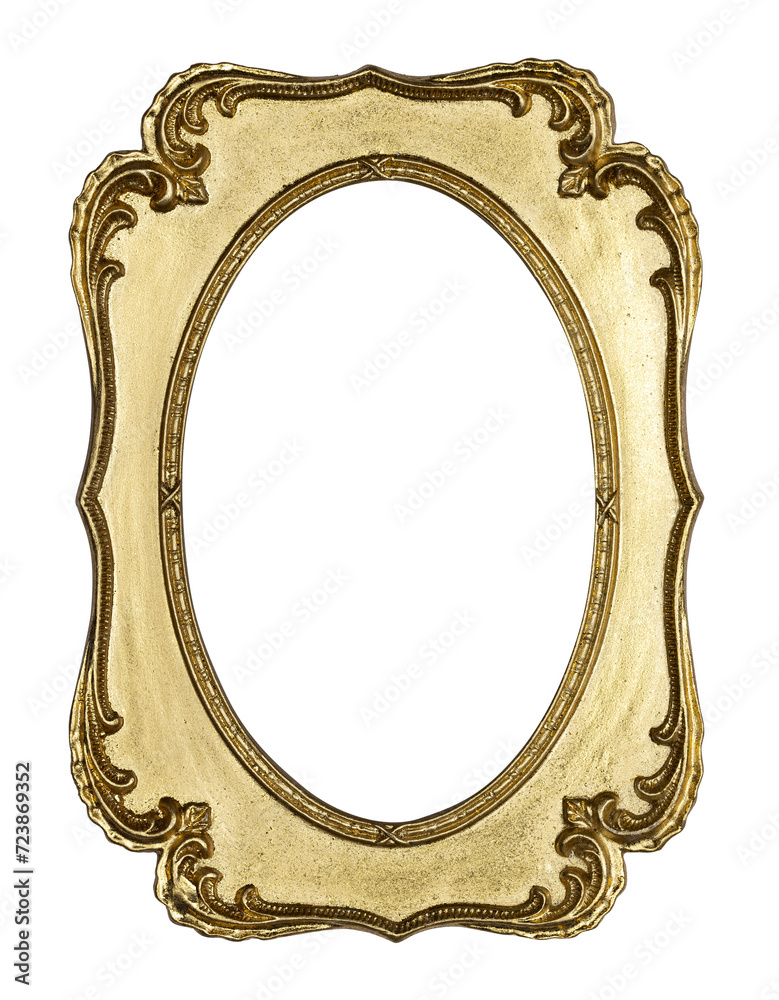 Wall mural empty old colored picture or image frame. top view, studio photgraphed. isolated cutout on a transpa