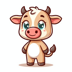 Cartoon character cow, flat colors