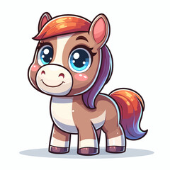Cartoon character horse, flat colors