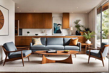 Fototapeta premium modern living room with wooden flooring