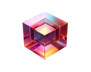 3d illustration gradient futuristic cube isolated on transparent background