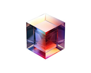 3d illustration gradient futuristic cube isolated on transparent background