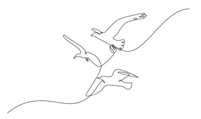 Seagulls fly over the surface of the sea. Small waves. World Maritime Day. template