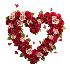 The Word LOVE Spelled With Isolated Red Roses Isolated on transparent background.