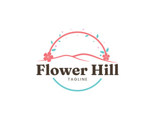 Bloom Flower Hill Logo Design Template