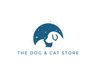 Simple Dog and Cat Pet Shop Business Logo Design Template