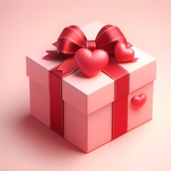 3d realistic happy valentines day gift box and bride and groom weeding gift box present surprise pink ribbon and love hearts on isolated background
