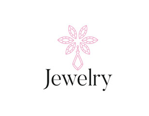 Simple Pink Jewelry Logo Design Template