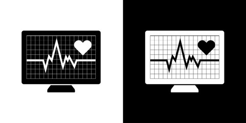 Heart indicator icon.. Electronics Icons. Mobile icon. PC icon. Black icon. Black Logo. Icon set.
