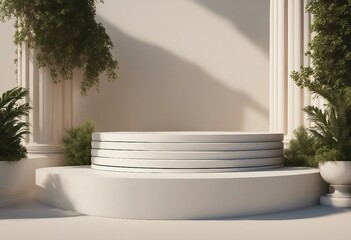 Background podium column 3d roman luxury greek white ancient display product classic Podium platform