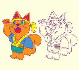 cute animal doodle illustration for coloring page drawing book