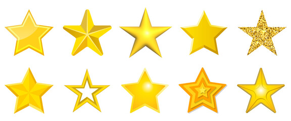 star. set of  gold stars. Vector illustration.