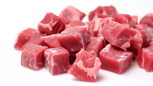 Picture of fresh beef cubes in ice cubes
