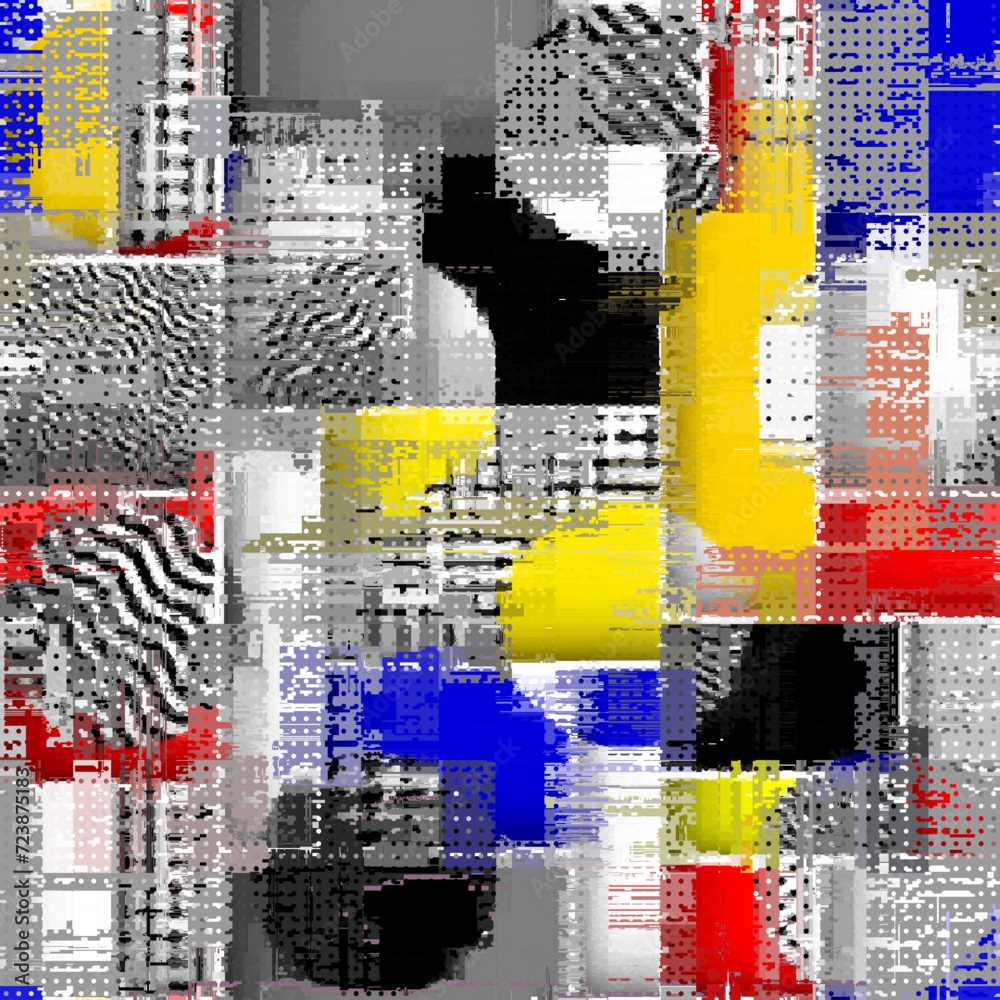 Poster vector pattern with imitation of grunge glitch texture. seamless grunge background