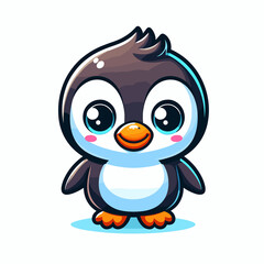 Cartoon character penguin, flat colors