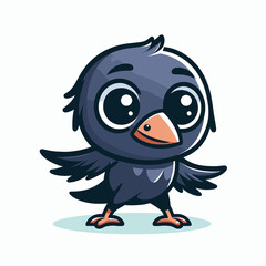 Cartoon raven character, flat colors