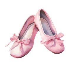 Obraz na płótnie Canvas Pink woman ballet shoes watercolor paint on white background