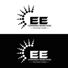 EE logo. E E design. White EE letter. EE, E E letter logo SET design. Initial letter EE linked circle uppercase monogram logo. E E letter logo SET vector design. EE letter logo design