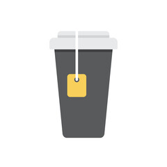 Cup with Tea Bag Inside. Flat Style Icon. Vector