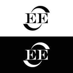 EE logo. E E design. White EE letter. EE, E E letter logo SET design. Initial letter EE linked circle uppercase monogram logo. E E letter logo SET vector design. EE letter logo design