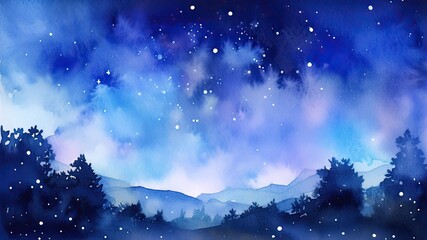 美しい星空の水彩画_4