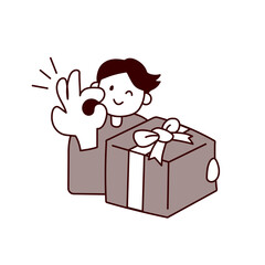 プレゼントを受け取る男性