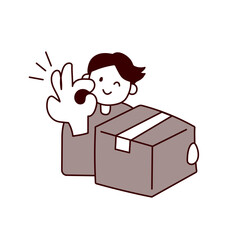 荷物を受け取る男性