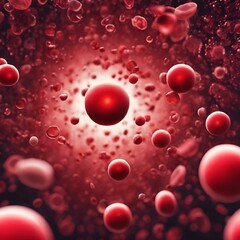 AI generated illustration of vibrantly red bubbles gracefully floating