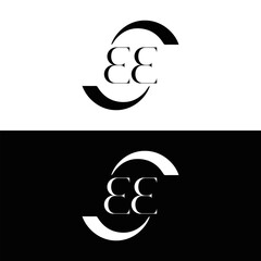 EE logo. E E design. White EE letter. EE, E E letter logo SET design. Initial letter EE linked circle uppercase monogram logo. E E letter logo SET vector design. EE letter logo design
