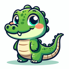 Crocodile cartoon character, flat colors