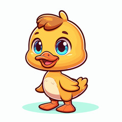 Cartoon character duck, flat colors