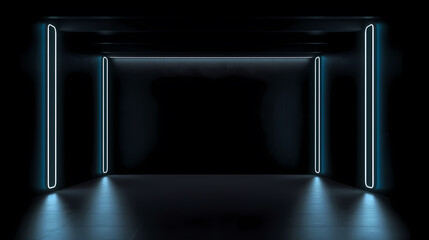Empty room with neon lights
