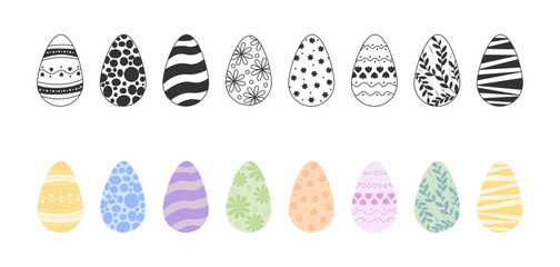 Eggs. Easter Eggs vector icons. Easter Eggs in different design