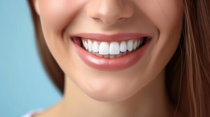 Fototapeta premium Young woman with healthy gums and teeth, close up.