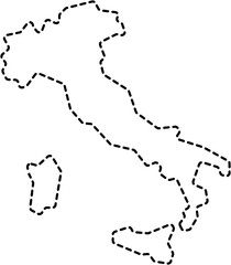 dash line drawing of italy map.