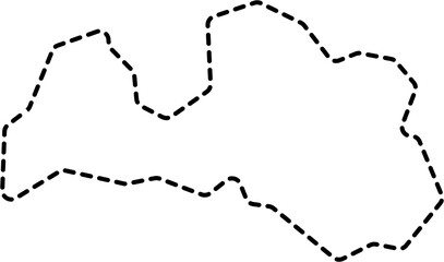 dash line drawing of latvia map.