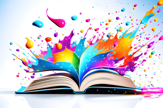 open book colorful paint splashing book vibrant creativity artistic imagination