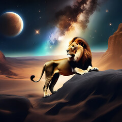 lion in space, generative AI