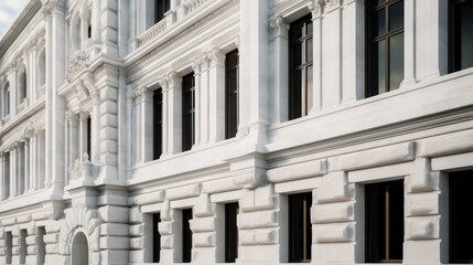 Obraz premium Close-up of the facade of a building with white columns.